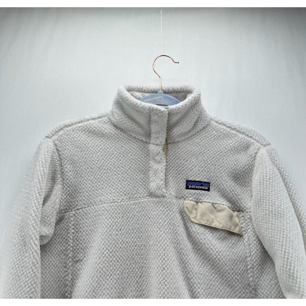 Patagonia Jacket Womens M Fuzzy Fleece  Re Tool Snap-T Polartec Pullover White - Picture 3 of 11